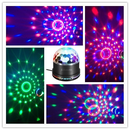 Disco Ball Lights, SOLMORE 12W Sound Actived RGB LED Party Lights Stage DJ Lights Strobe Light Crystal Magic Rotating Light for KTV Party Wedding Home Show Club Pub Decor AC85V-260V