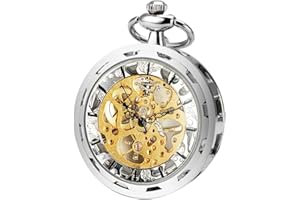SIBOSUN Mechanical Pocket Watch for Men Pocket Watch with Chain Steampunk Skeleton Antique Men Women Pocket Watches