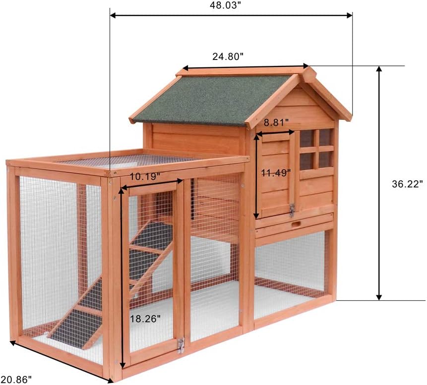 Removable Tray u0026 Ramp Garden Backyard Pet House Chicken Nesting 