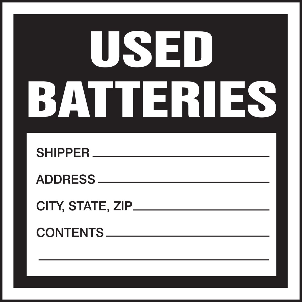 Accuform MHZW32PSC Adhesive Coated Hazardous Waste Label, Legend “Used Batteries”, Paper, 4″ x 4″, Black on White (Pack of 100)