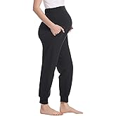 Women's Cotton Maternity Jogger Pants Over The Belly with Pocket - Pregnancy Lounge/Pajama/Pj Sweatpants S-XXL