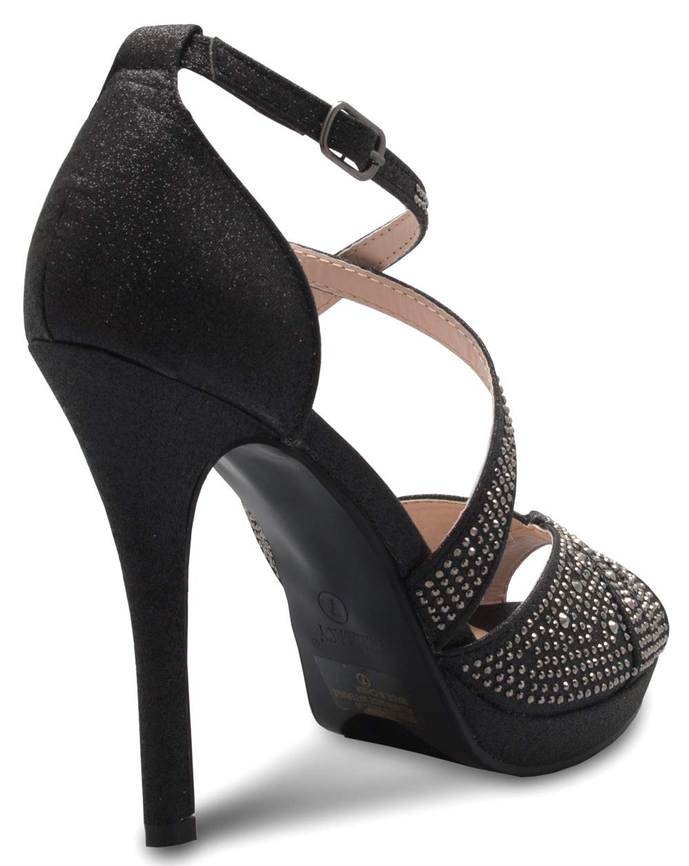 Olivia K Womens Sexy Rhinestoned Cross Strap Heeled Sandals - Dress, Formal, Party Comfort - Image 4