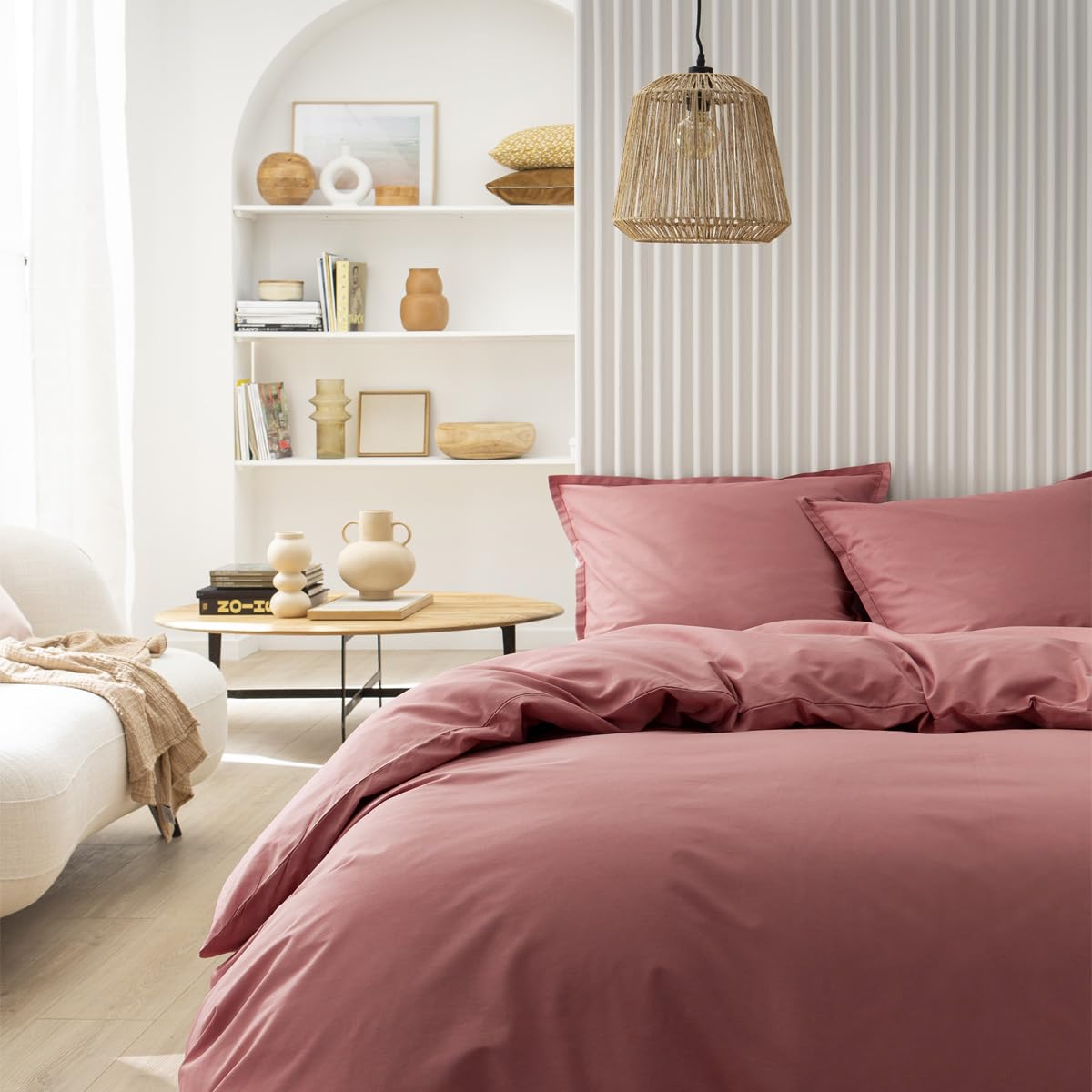 Essix Cotton Duvet Cover, Very Soft, Indian Pink, 260 x 240 cm