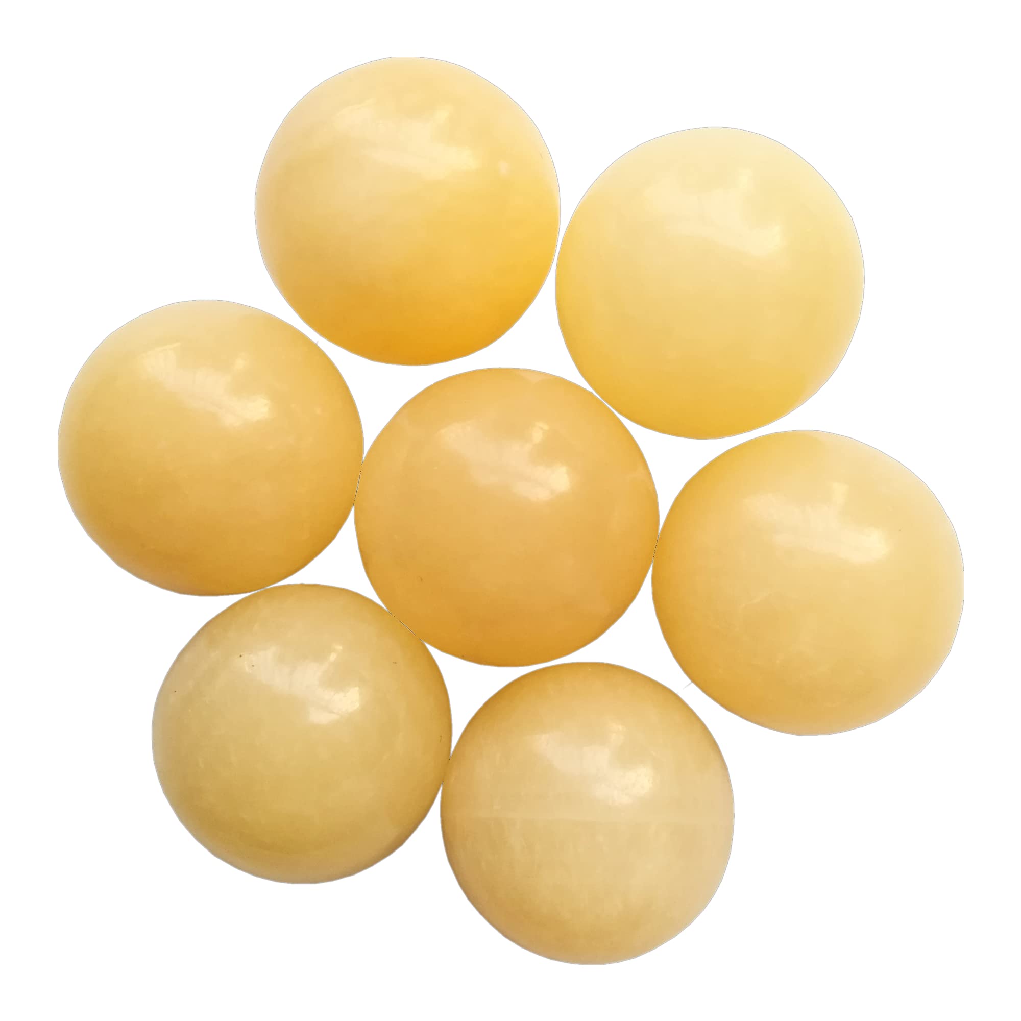 Manekieko 7 Pcs Natural Yellow Jade 2cm Crystal Sphere Ball Set,Feng Shui Chakra Aura Home Desk Decor Decorative Collection