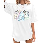 Magical Shirt for Women Cute Princess Dress Graphic Shirts Oversized Family Vacation Tee Casual Short Sleeve Tops