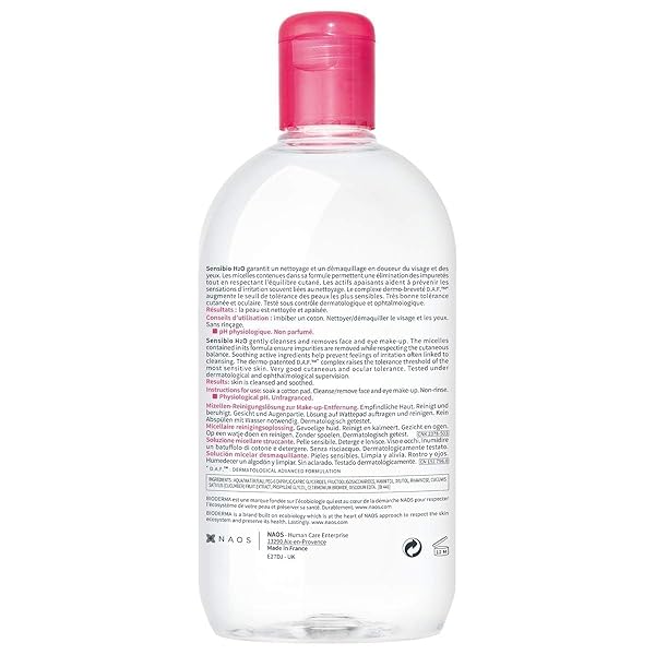 BIODERMA SENSIBIO H2O MICELLAR WATER, MAKEUP REMOVER CLEANSER, GENTLE FOR SKIN, FRAGRANCE-FREE & ALCOHOL-FREE, GENTLE FACE CLEANSER FOR SENSITIVE SKIN, 16.9 FL OZ