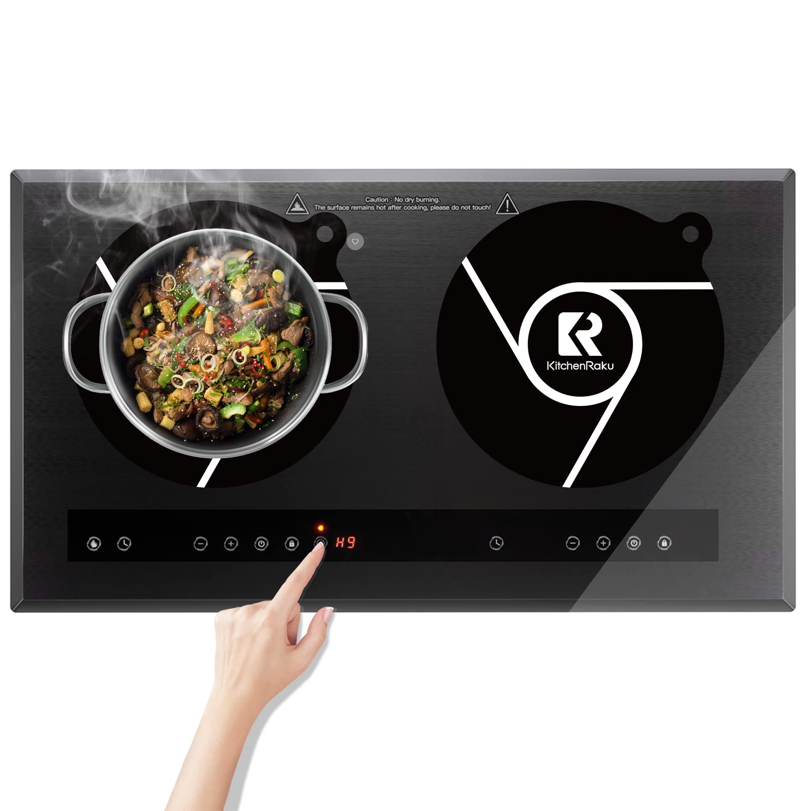 2PCS Induction Hob Protecto r- Induction Cooktop Mat - (Magnetic) Cooktop Scratch Protector - for Induction Stove,Multifunctional Silicone Mats by KitchenRaku (24cm, Black)