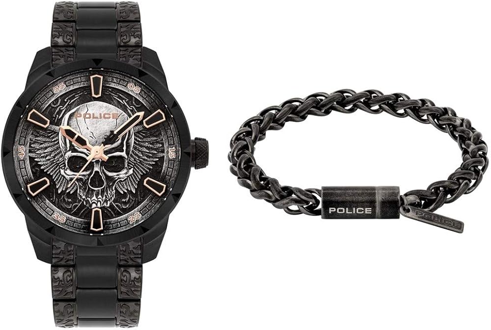 Orologio police quarzo unisex adulto con cinturino in acciaio inox fw19-xmas set + bracciale