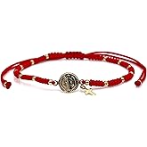 CRUZONE St Benedict Medal Adjustable Red String Pulsera San Benito