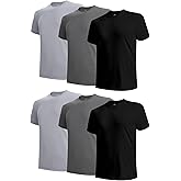 BAMBOO COOL Men's Undershirts Moisture Wicking Crewneck T Shirts, Breathable Stretch Soft Tees for Men, 6 Pack