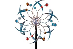 Stargarden Wind Spinners Outdoor, Metal Kinetic Wind Spinner Decorative Wind Sculptures & Spinners, 13 Inch Double Pinwheels for Yard and Garden