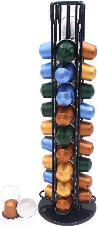 XIAPIA Nespresso Coffee Capsule Holder 40 Pod Rotating Stand, Modern Finish