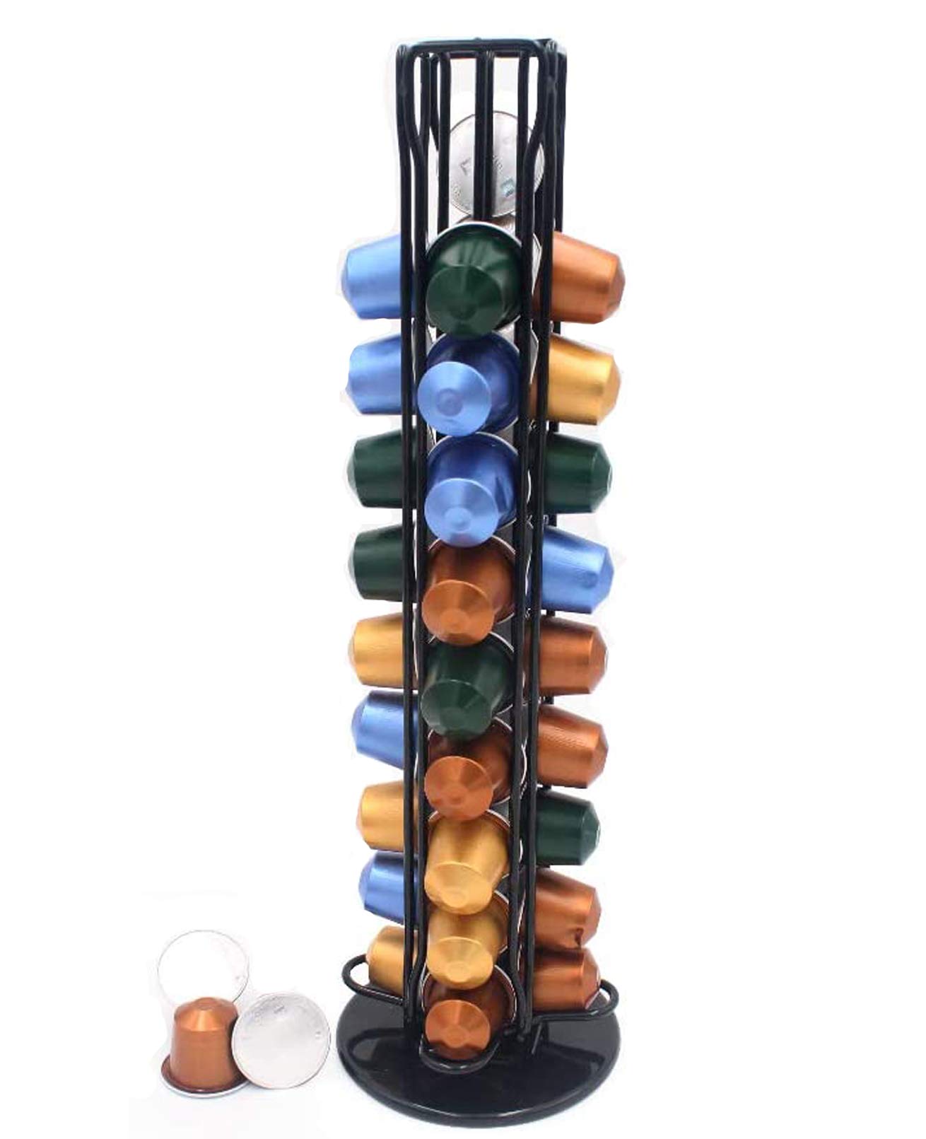 Coffee Capsules Holder for Nespresso, Coffee Pod Holder for Nespresso 40 Coffee Capsules, Rotating Design, Elegant and Modern Finish, Coffe Storage Rack for 40 Pcs Pods Coffee Holder Stand