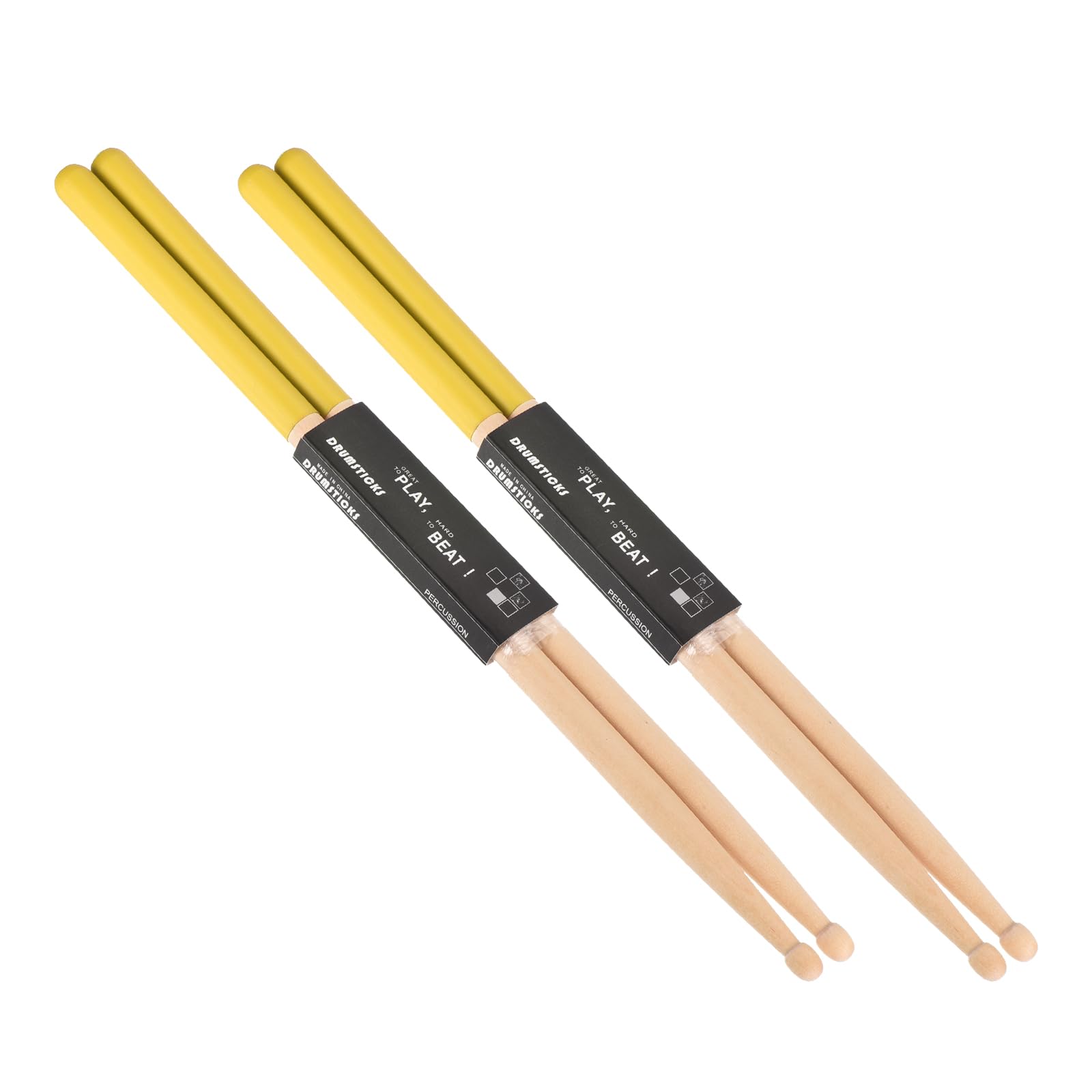 PATIKIL Maple Wood Drumstick 5A Anti Slip Handle Grips Drum Stick Yellow for Drumming Musical Instrument Percussion, 2 Pair