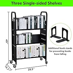 Library Book Cart, 3-Layer V-Shaped Single Sided