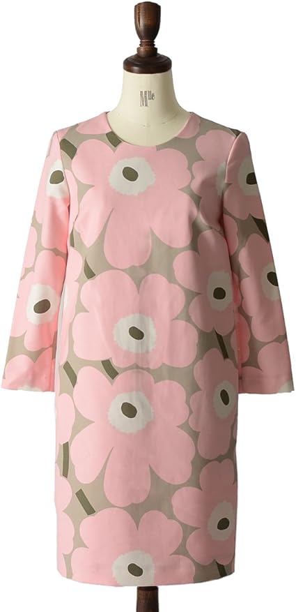 Amazon Marimekko Unna Pieni Unikko 8分袖ワンピース 5 443 40 L Beige Pink Col 72 ワンピース チュニック 通販