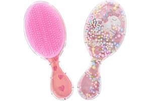 STOBAZA 2Pcs Detangler Brush Transparent Oval Wide Tooth Comb for Wet Dry Hair with Soft Pink Cushion