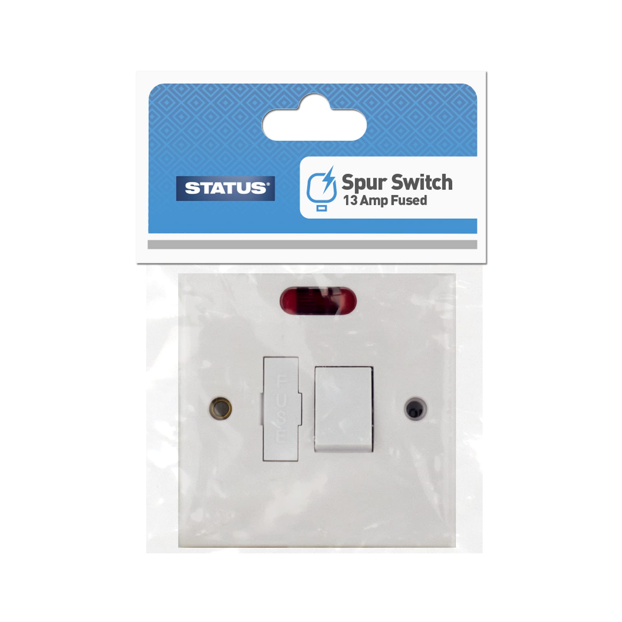 STATUS Fused Spur Switch | 13A Fused Switch | White Plastic with Light Indicator | S13AFSSWNB4