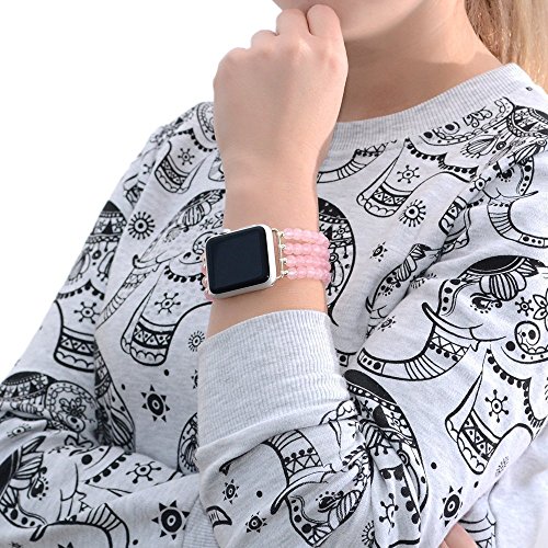 Rose Quartz Apple Watch Band 42mm - 38mm / Apple Watch Strap, iWatch Band Accessories, iWatch Strap Adapter, No-clasp, Stretch Fit - Thumbnail 4