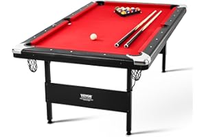 VEVOR Billiards Table, 7 ft Pool Table, Portable Foldable Space-Saving Table, Billiard Table Set Includes Balls, Cues, Chalks