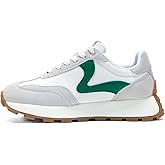 LUCKY STEP Women's Platform Retro Sneakers Classic Tennis Fashion Casual Anti-Slip Lace-up Walking Shoes Running Trendy Color Block Green Footwear