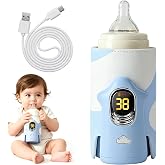 Portable Bottle Warmer 6000mAh Cordless Rechargeable Milk Warmer（Blue） | Fast Heating Baby Bottle Warmer for Travel