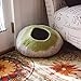 Kittycentric Cozy Cat Cave Bed - Handmade 100% Wool, Medium (Light Tan/Green)