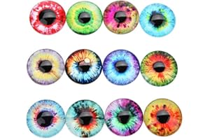 ccHuDE 20 Pcs 20mm Mixed Style Eyes Round Time Gem Cover Glass Cabochon Dome Jewelry Finding Cameo Pendant Settings