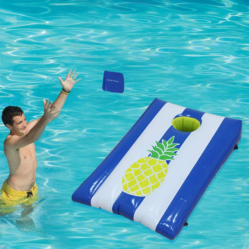 Inflatable Floating Cornhole Board Set Pool Play Bean Bag Toss Games Toys for Kids Adult Outdoor Indoor Swimming Pool Toys Summer Beach Pool Party Toys (6 Bean Bag)