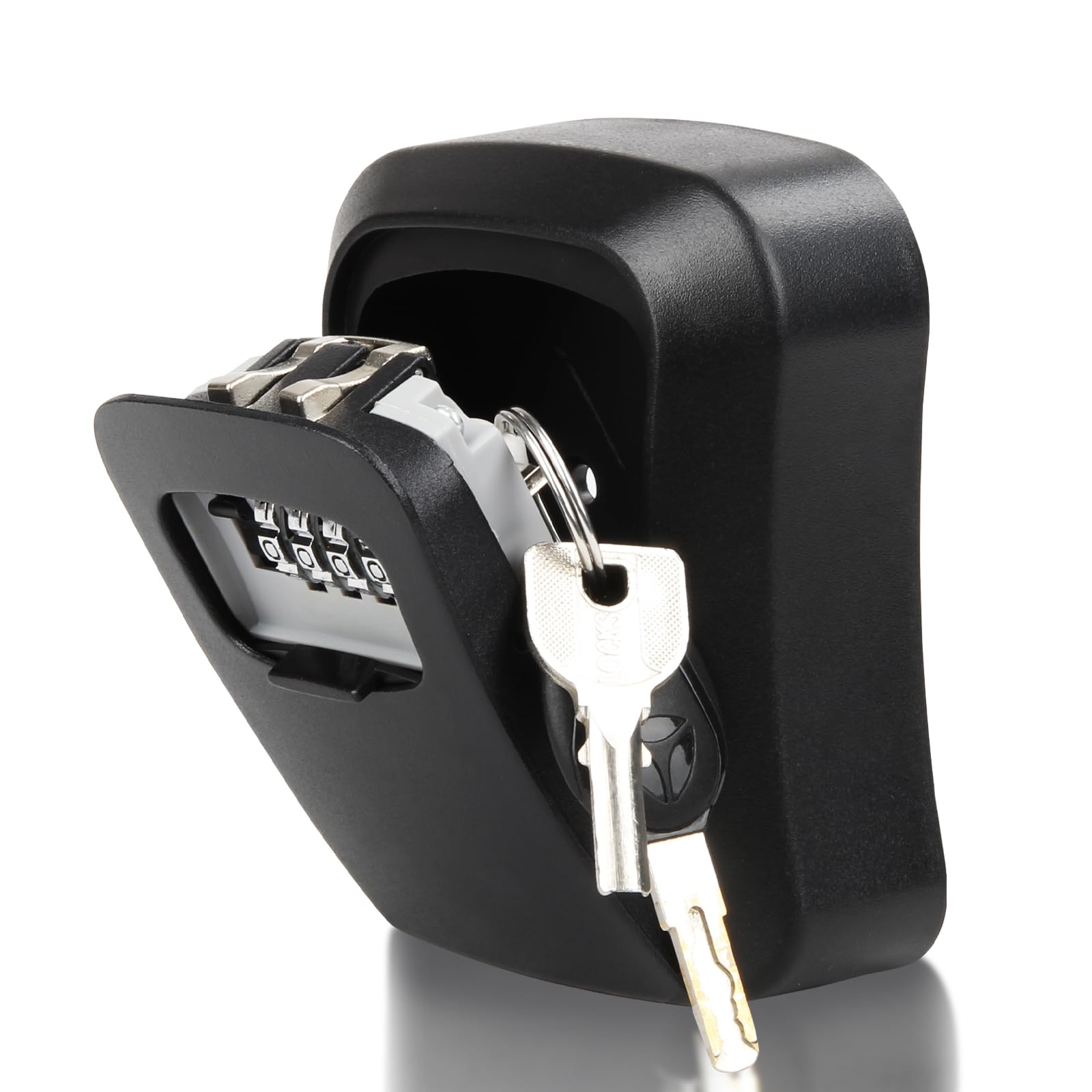 AT1NTEN Key Lock Box Wall Mounted, 4 Digit Combination Lockbox for Outside House Keys,Key Safe Security Storage Lock Box 5 Keys Large Capacity with Resettable Code Indoor Outdoor Garage Weatherproof
