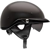 BELL Pit Boss Motorcycle Half Helmet - Matte Black, -Large | Low profile motorcycle half helmet with proprietary aramid, carbon fiber, and fiberglass shell for lightweight strength