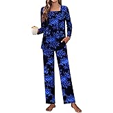 Tencede Women Pajama Set 2026 Lounge Sets Long Sleeve Sleepwear Soft 2 Piece Pjs S-2XL