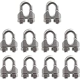 Pack of 10, 3/8" M10 Stainless Steel Wire Rope Cable Clip Clamp