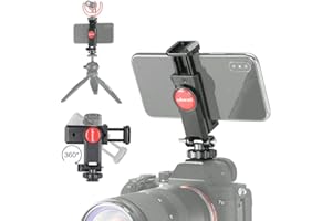 ULANZI ST-06 Camera Hot Shoe Phone Holder Flexible Phone Tripod Mount Adapter w Cold Shoe Mount for Microphone LED Light for DJI Ronin SC iPhone Samsung Canon Nikon DSLR Photography