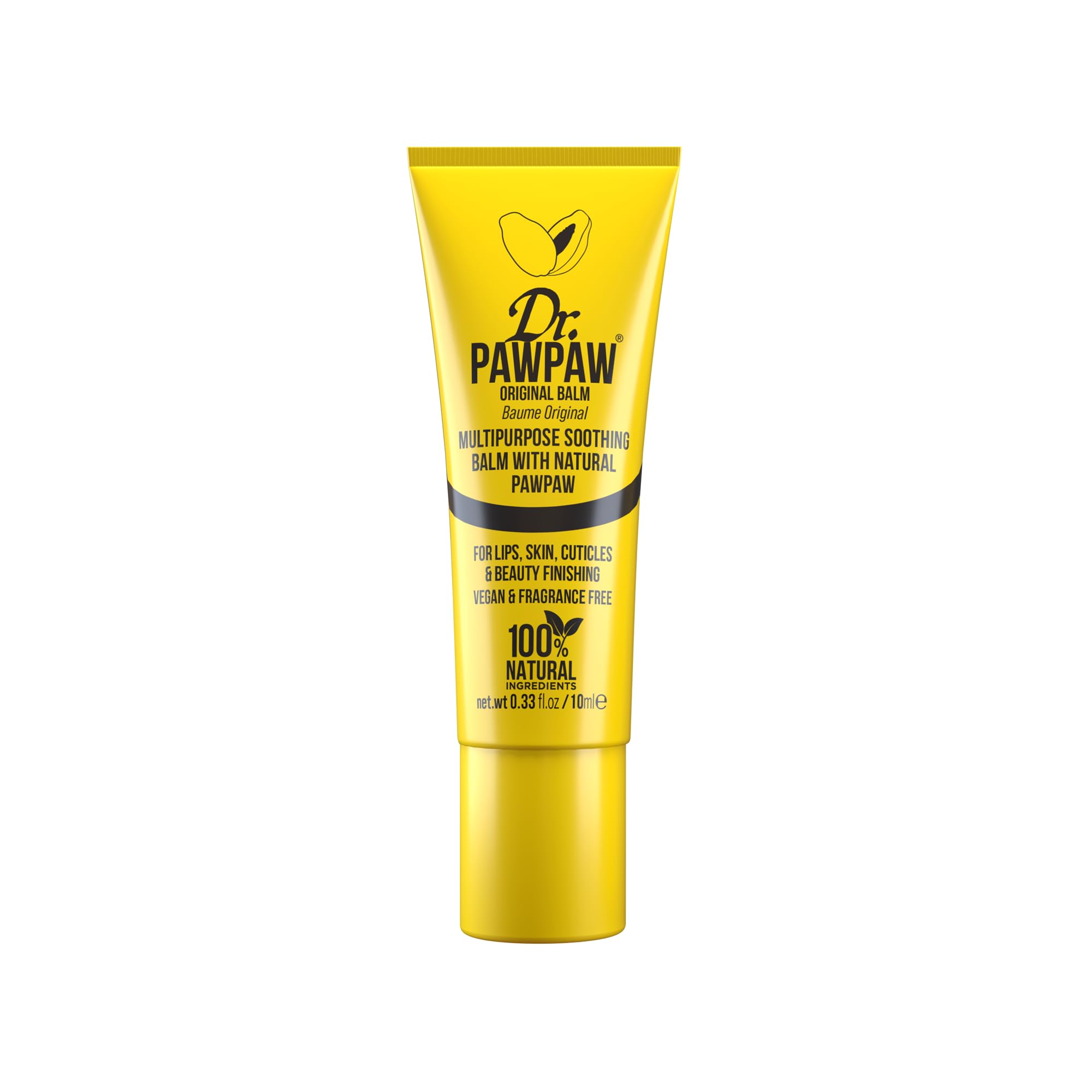 Dr.PAWPAW Original Balm 10ml, Natural Pawpaw Multi Purpose Hydrating Lip and Skin Balm, Moisturises Dry Lips Skin Nails and Hair, Vegan and Cruelty Free Everyday Essential