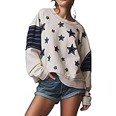 NEVUQO Women Teen Girls Cute Oversized Crewneck Sweatshirt Y2k Star Seashell Graphic Long Sleeve Sweatshirt Preppy Clothes