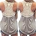 Lookatool Women Summer Lace Vest Top Short Sleeve Blouse Tank Tops T-Shirt Gray
