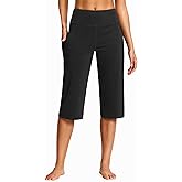 ISEEGZ 15"/ 18"/ 21" Capri Pants for Women High Waist with Pockets Women's Capris Workout Yoga Pants Loose Straight Leg