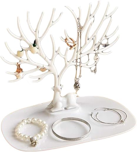 Amazon Co Jp フッカツ アクセサリースタンド ジュエリースタンド ピアス ネックレス チェーン 飾り物 小物 指輪 ジュエリー収納 便利 鹿型 おしゃれ かわいい 部屋飾り プレゼント ホワイト ホーム キッチン