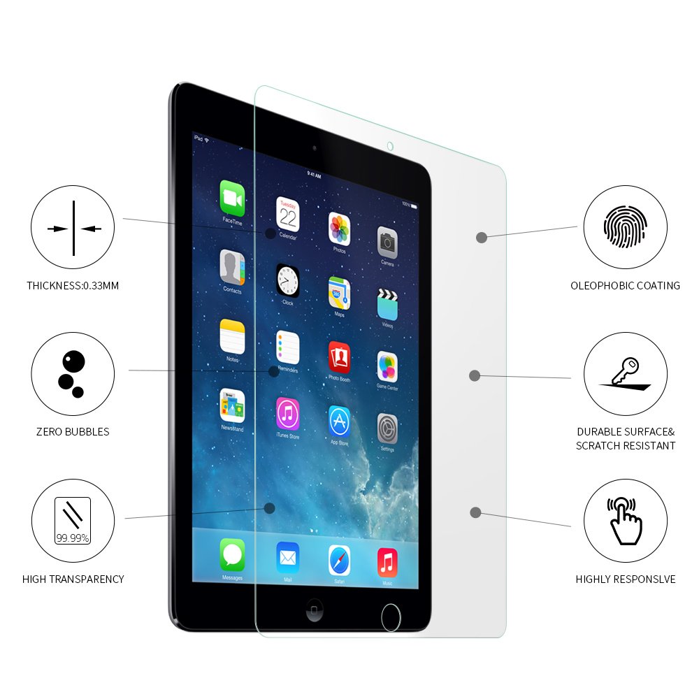 Tembin iPad 2, 3, 4 Screen Protector Glass, 9.7\