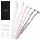 Eyebrow Razors w/Dermaplane Razors Set, 6 Packs | Japanese Blades Razors, Reusable&zwnj; Quality, Specially T-type Small Face Razors for Peach Fuzz, Pinkish-White for Women