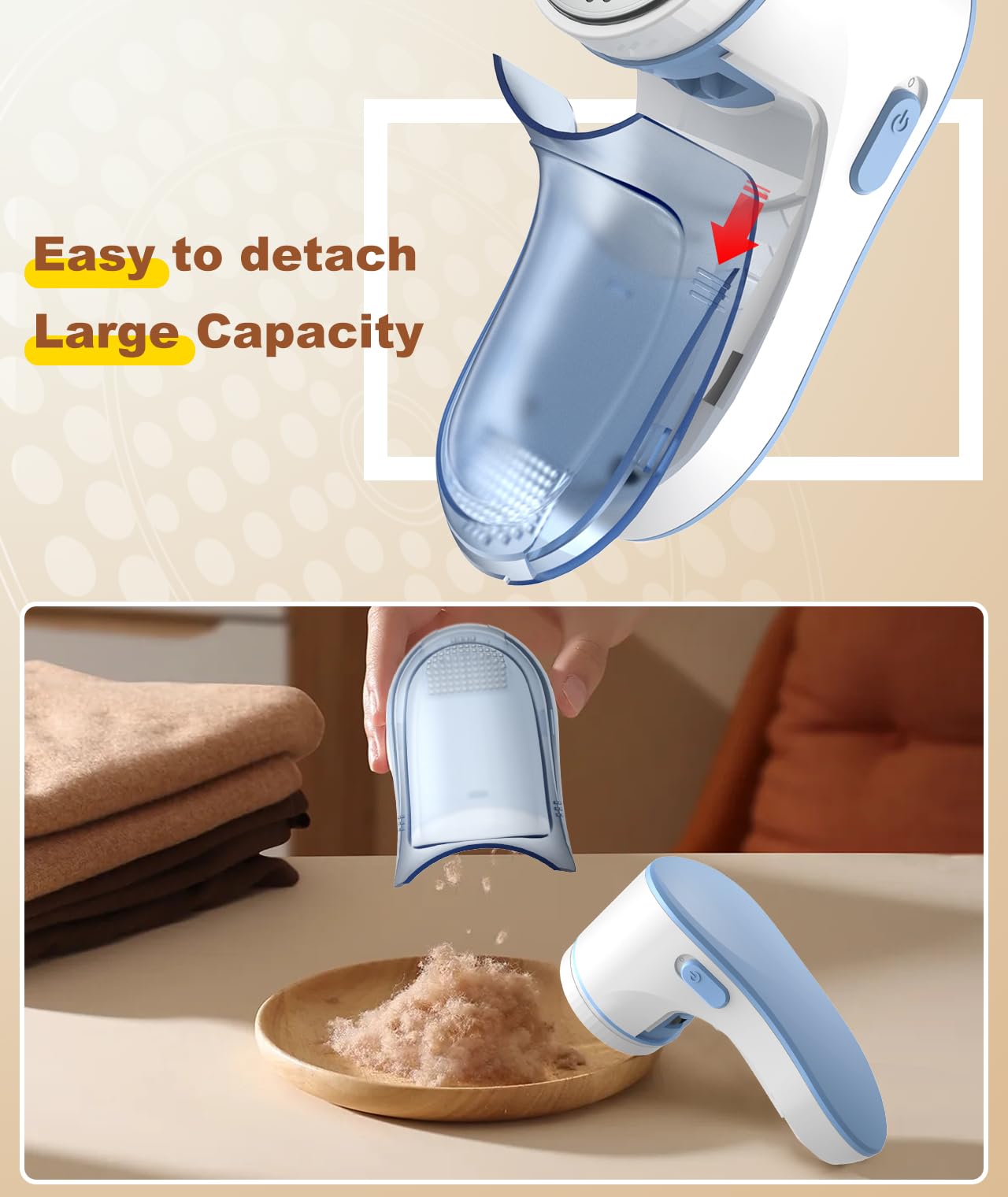 Fabric Shaver, Lint Remover for Clothes, Effectively and Quickly Remove Pills, Sweater Shaver with Stainless Steel 3-Leaf Blades and Safety Lock Protection.(Blue & White)