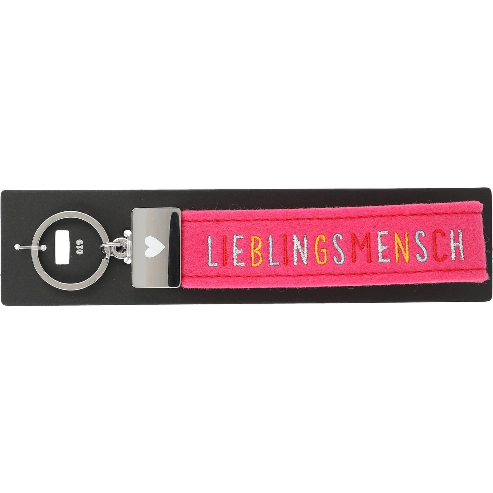 Depesche 004298-019 Loops Felt Keyring with Engraved Metal End and Iconic Print Favourite Person Red Brown Approx. 18.7 x 4.4 x 1 cm