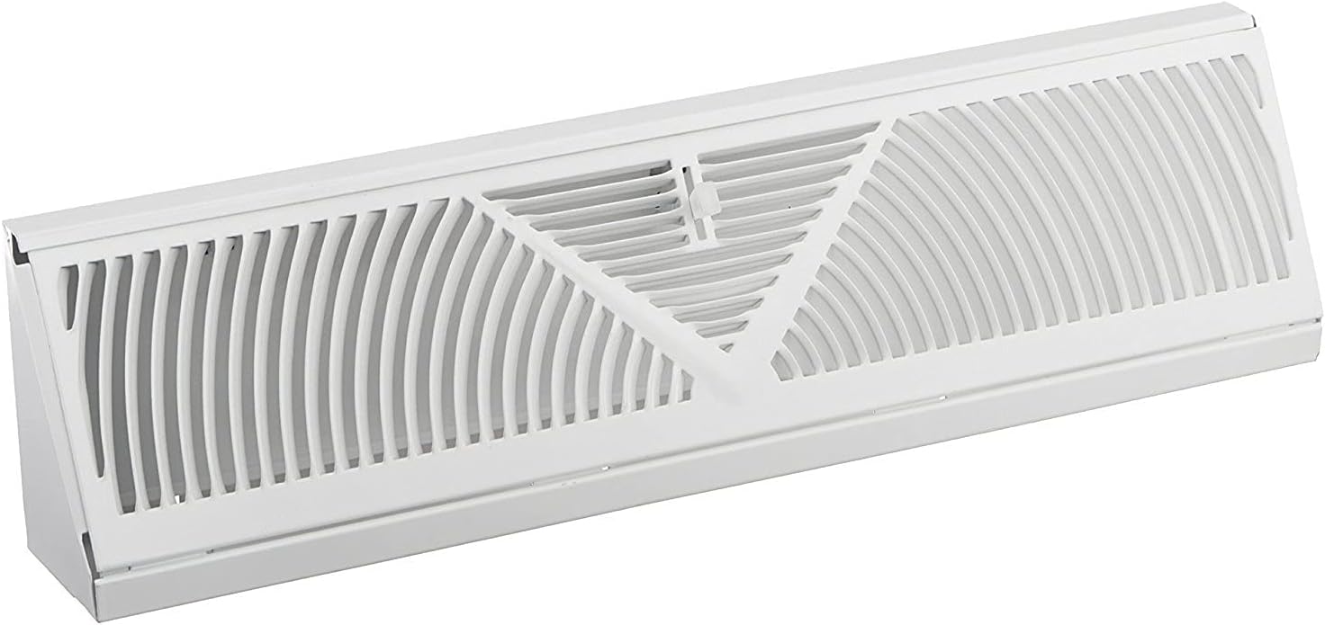 Registers, Grilles & Vents - Rocky Mountain Goods Baseboard Register Vent- RoundFlow Design for Maximum air Flow - Smooth air Adjust Lever - Heavy Duty Steel - Easy Install (18