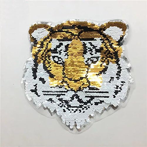 DZL Tiger Reversible Sequins-Sew On Patches for clothes Kids Boy Girl T Shirt Coat Embroidered Reverse Patch Applique