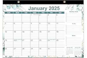 RUNTIOVAL 2025 Desk Calendar - 18 Months Calendars from January 2025 to June 2026, Desk Calendar 2025-2026 with Thick Paper, 17" x 12", Green Leaf