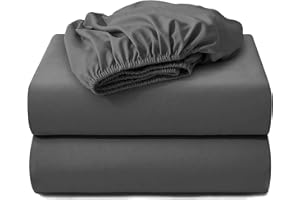 Hotella 2PC Twin Fitted Sheet Only,39x75inch,100% Microfiber Ultra Soft Hotel Quality Bottom Sheet,14" Deep Pocket,Wrinkle and Fade Resistant，Drak Gray
