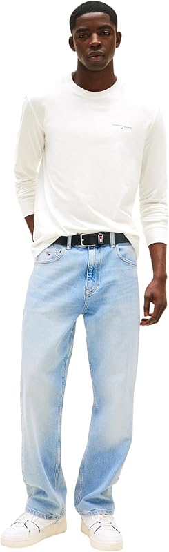 Herren Langarmshirt Slim Chest Linear aus Baumwolle, Weiß (Ecru), XL