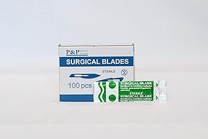 Disposable Surgical Scalpel Blades Sterile High Grade Carbon Steel 2.1% 10xx Individually Foil Wrapped by P&P MEDICAL SURGICAL Size 11 Box of 100