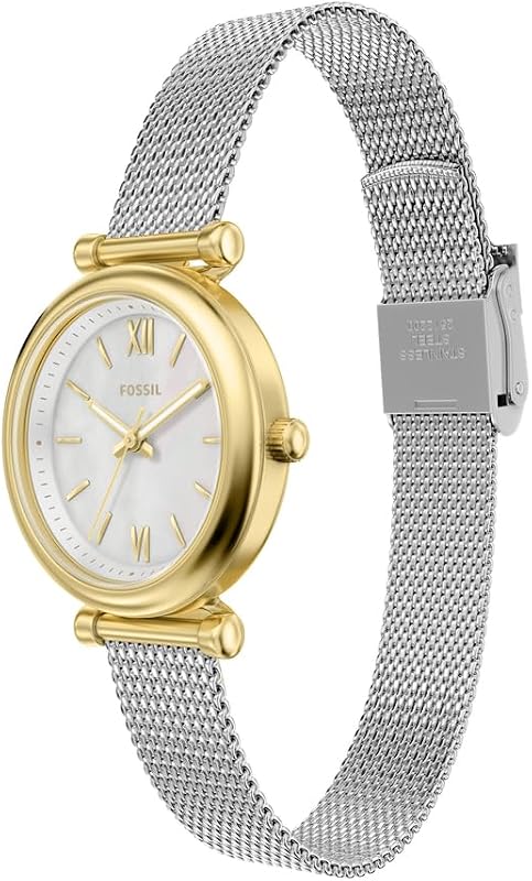 Carlie Watch für Damen, Goldfarbenes Quarz-Dreizeigerwerk mit Edelstahlarmband